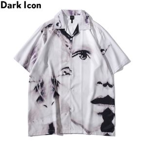 Camisas masculinas de rua vintage Material de manga curta Material fino camisa havaiana Man Blouse Macho Top