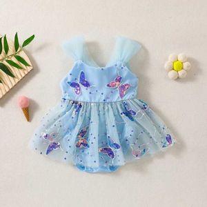 Kız Elbiseleri Yeni doğan bebek bebek kız kız romper kıyafeti kıyafeti kelebek pullu örgü tül tulle romper tulumlar tutu elbise yaz kıyafetleri