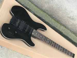 Black 6 corde chitarra elettrica senza testa con ponte speciale, rilegatura del corpo, offerta logo/colore personalizza