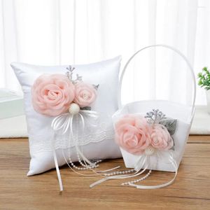 Party Decoration Portable Wedding Flower Basket Home Organizers Ring Pillow Flowerpot With Handle White Romantic Po Prop