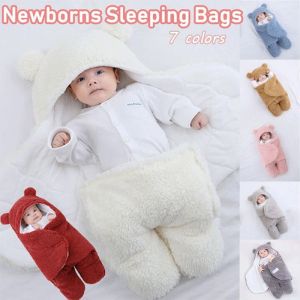 Djur nyfödda baby pojkar flickor filtar plysch swaddle wrap ultrasoft fluffy fleece sovsäck mjuk sängkläder baby grejer