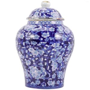 Vaser blå vit porslin burk delikat te kapselblommor vas keramik tätade containrar mat ingefära
