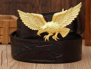 أحزمة New Eagle Belt Big Buckle Designer Designer Men For Men Copper Eagle Boxle Belt Men and Women Weist Top Cowhide Belt Leather Belts Y240411
