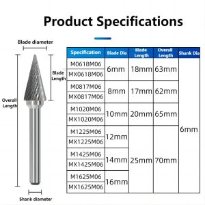 MX Tip YG8 Alaşım Döner Dosyası Çift Yuva Tungsten Karbür Oyma Taşlama Başlığı Sert Metal Freze Kesici Araç Bakır İçin