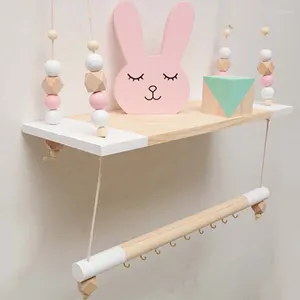 Decorative Plates Nordic Shelf Kids Room Decor Hanging Bead Style Nursery Decoration Wall Shelves Girls Clothes Storage Rack