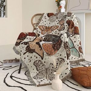 Blankets Bohemian Blanket Butterfly Pattern Tassel Sofa Cover For Bed Decorative Picnic Bedspread Tapestry Decor
