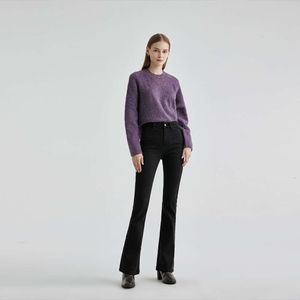 2024 High And Black Jeans Womens Spring и осень Новая высокая талия Тонкие длинные брюки