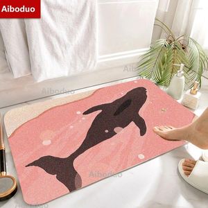 Maty do kąpieli aiboduo bez poślizgu Pink Whalegirly Dekoracja domu mata dywan przytulna podłoga do salonu 50 80 cm na rodzinną łazienkę sypialni