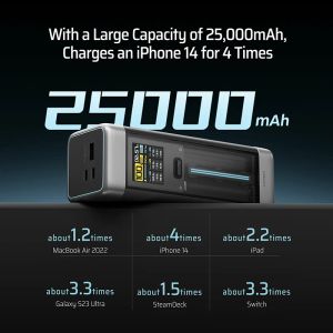 Cuktech № 20 Power Bank 25000MAH P23 210W Выходная 3-портативная портативное зарядное устройство 140W USB C для MacBook iPhone 14 Xiaomi Zmi Camping