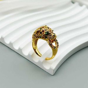 Designer Charm Medieval Vintage Copper Plated True Gold Wax Set Colorful Zirconium Carter Cheetah Opening Justerbar ring