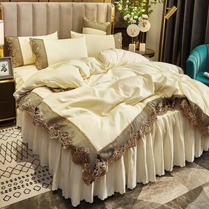 Letti in euro satinato LINOGE TWIN REGINA King Size Lettiera set di biancheria da letto jacquard Set di copertura del piumone di lusso letto nordico per il comfort di casa 240418