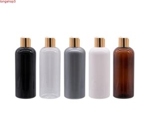 300 ml x 12 Gold Aluminium Disc Cap Pet Shampoo Containrar Hela storstora plastflaskor flytande tvålduschgel container8040043