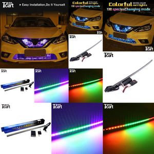 TCARTインテークグリルダイナミックLED日産キック用RGB 7カラーライトMICRA K11 K12 Sunny Sentra B17 Car Accessories 2017 2018 2019