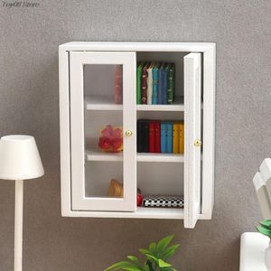 1pc 1:12 armário de parede branca em miniatura pendurado na sala de estar de armazenamento de banheiro, armário de estante de bonecas