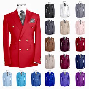 Men's Suit Wedding Tuxedos Peaked Lapel Double Breasted Ceremony Formal Groom Wear Party Birthday Pants Suits 2 Pieces Costume Homme Mariage