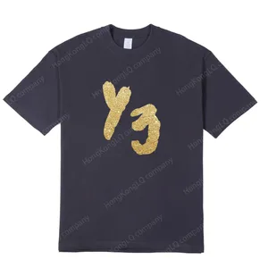 Designer Männer T-Shirt Frauen T-Shirt Y3 Sommer Abstrakte Bronzing Buchstaben Rock Baumwolle Runde Hals Lose Kurzarm T-Shirt