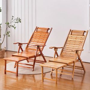 Natural Bamboo Rocking Chair Cool and Breathable Folding Bed 5-gear Adjustment Comfortable Backrest Large Sofas Home Furniture