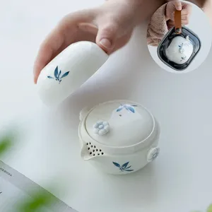 Teaware Sets Camping Express Cup 1 Pot Pure Hand-painted Butterfly Orchid Travel Teaset Outdoor Portable Tea Bag Gifts