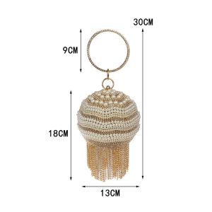 Sekusa Ball Diamond Tassel Women Party Metal Crystal Clutches Вечерние свадебная сумка свадебная сумочка для свадебного плеча сцепление