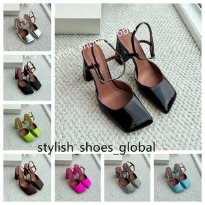 Designerschuhe Frauen Sandalen echtes Leder für Sommer Samtschuhe Sandalen Party Hochzeitsschuhe Frauen Square Zehenschuhe glänzende Diamantschuhe