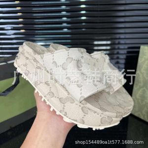 Slippers Thick Sole Sponge Line External Wear, Flat Elevated Beach Shoes