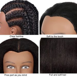 Mannequin Head 100% Human Hair Training Head Kit, Frisör Kosmetologi Manikin Training Practice Doll Head för flätning av hårstrån