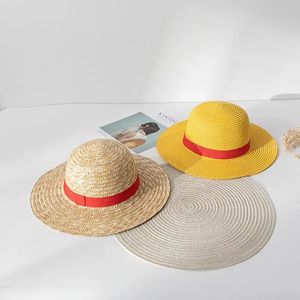 3135cm Luffy Straw Hat Cosplay Animation Performance Kids Adults Cap Summer Sun Accessoriesアニメキャップ240403