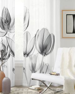 Blumenlaser Tulp transparent Tüll Vorhang für Wohnzimmer Schlafzimmer moderne schiere Vorhänge transparente Fensterbehandlung