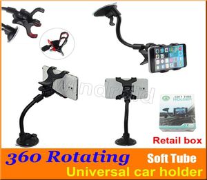 360 graus braço longo preguiçoso carro universal tubo macio sucção suporte de suporte de montagem clipe duplo v para iphone 7 i7 Note5 telefones celulares 8807637