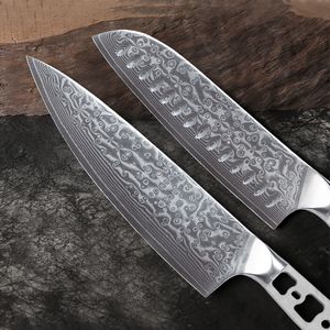 Coltelli da chef turco fai -da -te in bianco lama giapponese 67 strati damasco acciaio vg10 cucina santoku kiritsuke intaglio parti del coltello intagliato
