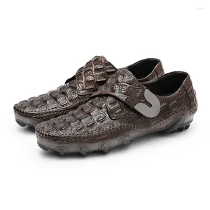 Casual Shoes Luxury Driving Mens Genuine Leather Loafer Cow Crocodile Print Sneakers Zapatos Hombre