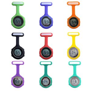 Silicone Nurse Watch Digital Display Clip no FOB Nurse Broche Pin Pocket Pocket Hospital Doctor Medical Electric Watches