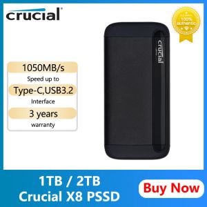 Drives Crucial X8 1TB 2TB 4TB Portable SSD Up to 1050MB/s PC and Mac USB 3.2 External Solid State Drive For Dell Lenovo Asus HP Laptop