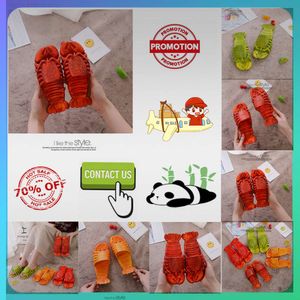 Designer Casual Platform lobster slippers summer sliders men women slides sandals Red Green memory thick Parent child slippers cloud size24-45