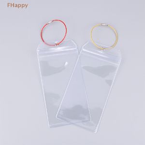 5Pcs Resealable Waterproof Clear Ship Ticket Card Sleeve Luggage Cruise Tag Holder Zip Seal Pouch Keyring Steel Wire Cable Loop