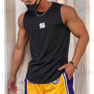 Camisetas masculinas 2023 mais recente colete de ginástica de verão camisa de malha de alta qualidade camisetas de tanques de tanques de tanques de esportes de coletor de esportes Men Roupas T240411