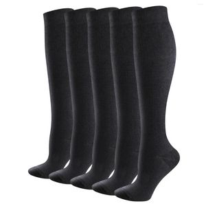 Sports Socks Yuedge Compressão para mulheres e homens joelheiros high Athletic Crew Sport Running Travel Nursing 5Pairs/pack