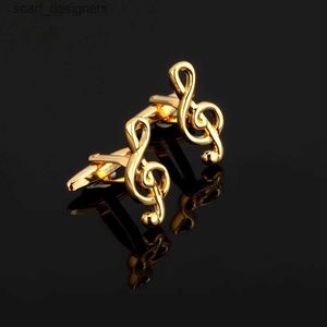 Tie clips Fashion Musical Note Gufflinks French Gold Music Symbol Notes Men Cuff Links in Gufflinks Tie Clips Gioielli per uomini Gifts Y240411