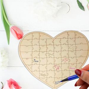 Guest Book Puzzle | Heart Shaped Rustic Wedding Guest Book with Puzzle Pieces | Decorative DIY Guest Sign in Book for Wedding Bi