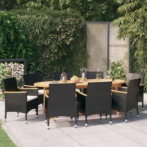 9 Piece /11 Piece PE rattan Patio Dining Set with Cushions Black garden dining set