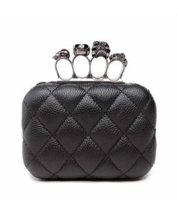 Skull Ring Woman Evening Bag Vintage Plaid Clutch Ladies Messenger Bags Mini Black Luxury Party Clutches Purse2278484