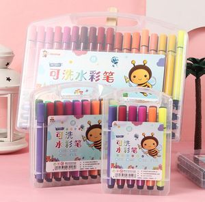 Fancy 12/18/24/36 colors Washable Colored Pen Painting Marker Artist Drawing Set Student Art Brush Supplies Highlight Water Color Pens