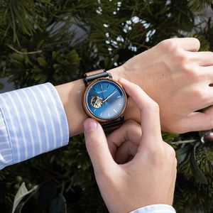 Trämekanisk klocka Bobo Bird Classic New Men's Automatic Wristwatch Tabby Träklocka Anpassad presentförpackning Reloj Mecanico