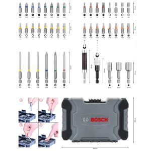 Bosch 2607017702 43 Peça Bit/Setter de alvenaria Bits de brocas de broca conjuntos de ferramentas de ferramentas de energia universais magnéticas acessórios