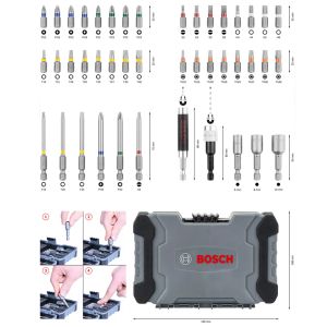 Bosch 2607017702 43ピースビット/ナッツセッターメーソンドリルビットセット磁気ユニバーサルホルダーパワーツールアクセサリー