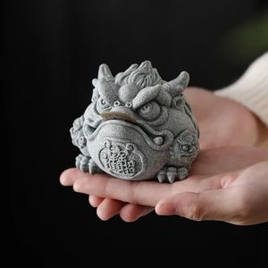 Blue sand stone creative charm Gold tea pet decoration pieces table living room fish tank landscape tabletop 240411