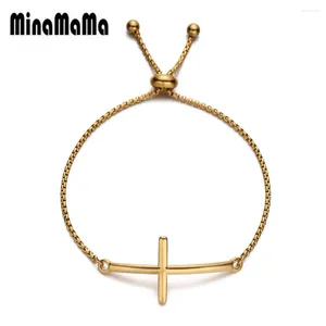 Pulseiras de charme pulseira de aço inoxidável pulseira cruzada para mulheres jóias religiosas ajustáveis