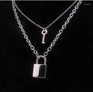 Pendant Necklaces 2024 Harajuku 90s Aesthetic Accessories Chains Punk Padlock Rock Hip Hop Jewelry Key Lock Igirl Necklace E Boy Girl