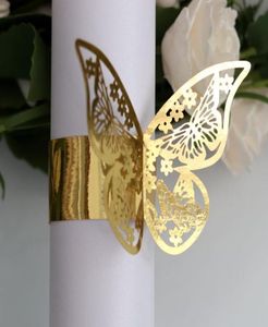 Pierścienie na serwetki 50pcs Butterfly Pierścień laserowy Cut Paper Redel El Birthday Wedding Christmas Party Decoration5580167