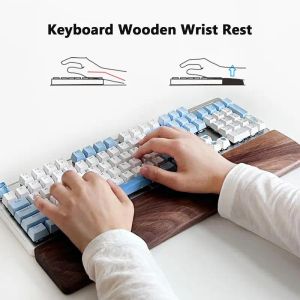 Keyboards New Walnut Wooden Mechanical Keyboard Wrist Rest with AntiSlip Mat Ergonomic Gaming Desk Wrist Pad Support 61 87 104 Keys